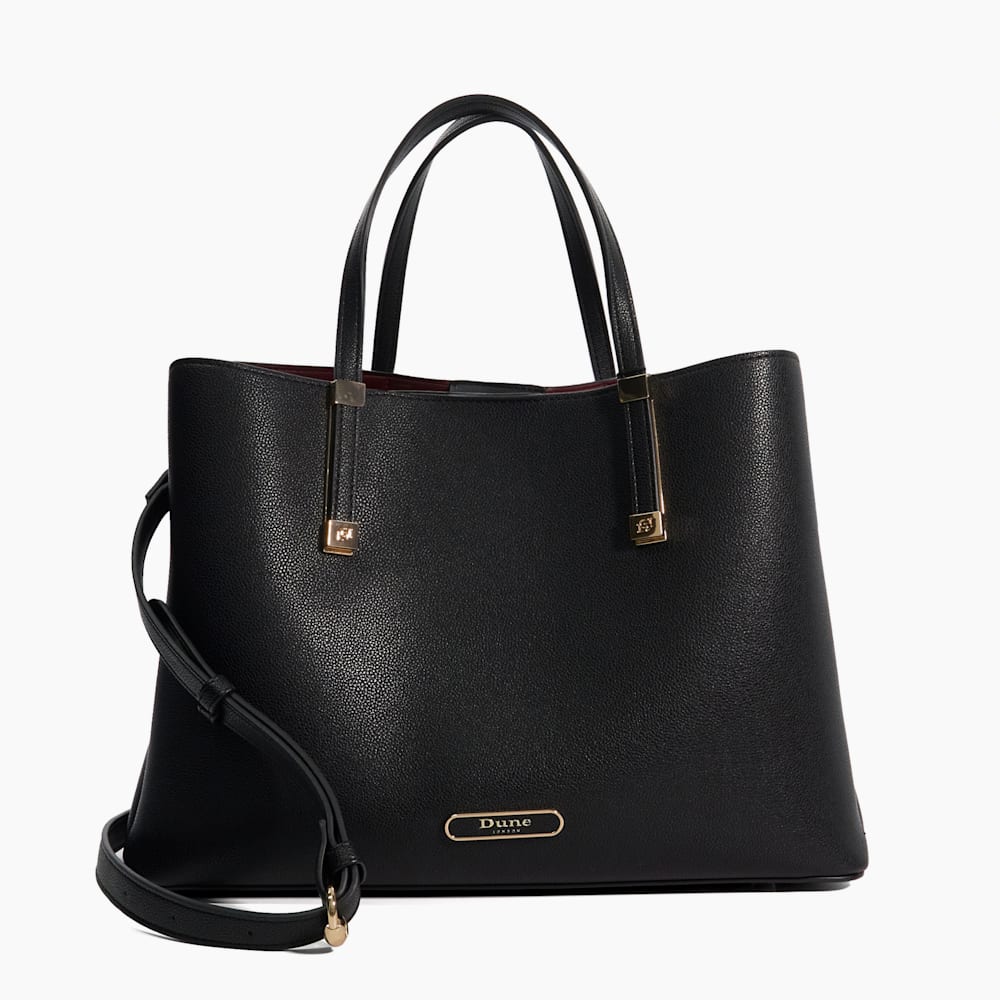 Dorry Black Branded Hardware Tote Bag Dune London